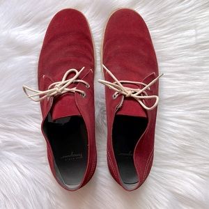 Salvatore Ferragamo mens red suede style lace up sneaker shoes sz 11 used cond